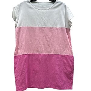 Color Block Pink and White Midi Dress